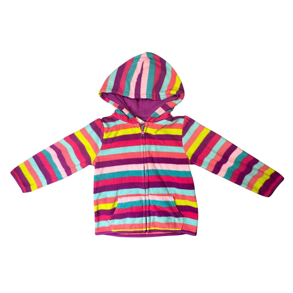 Garanimals Toddler Girls Fleece Zip Up Hoodie Striped Purple Pink 3T GTGF1649411